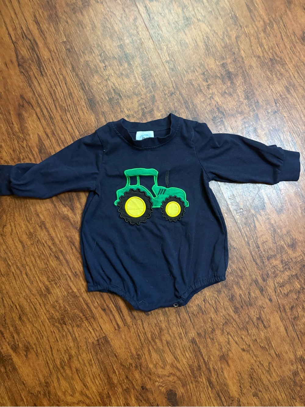 Navy Baby One-Piece with Green & Yellow Tractor